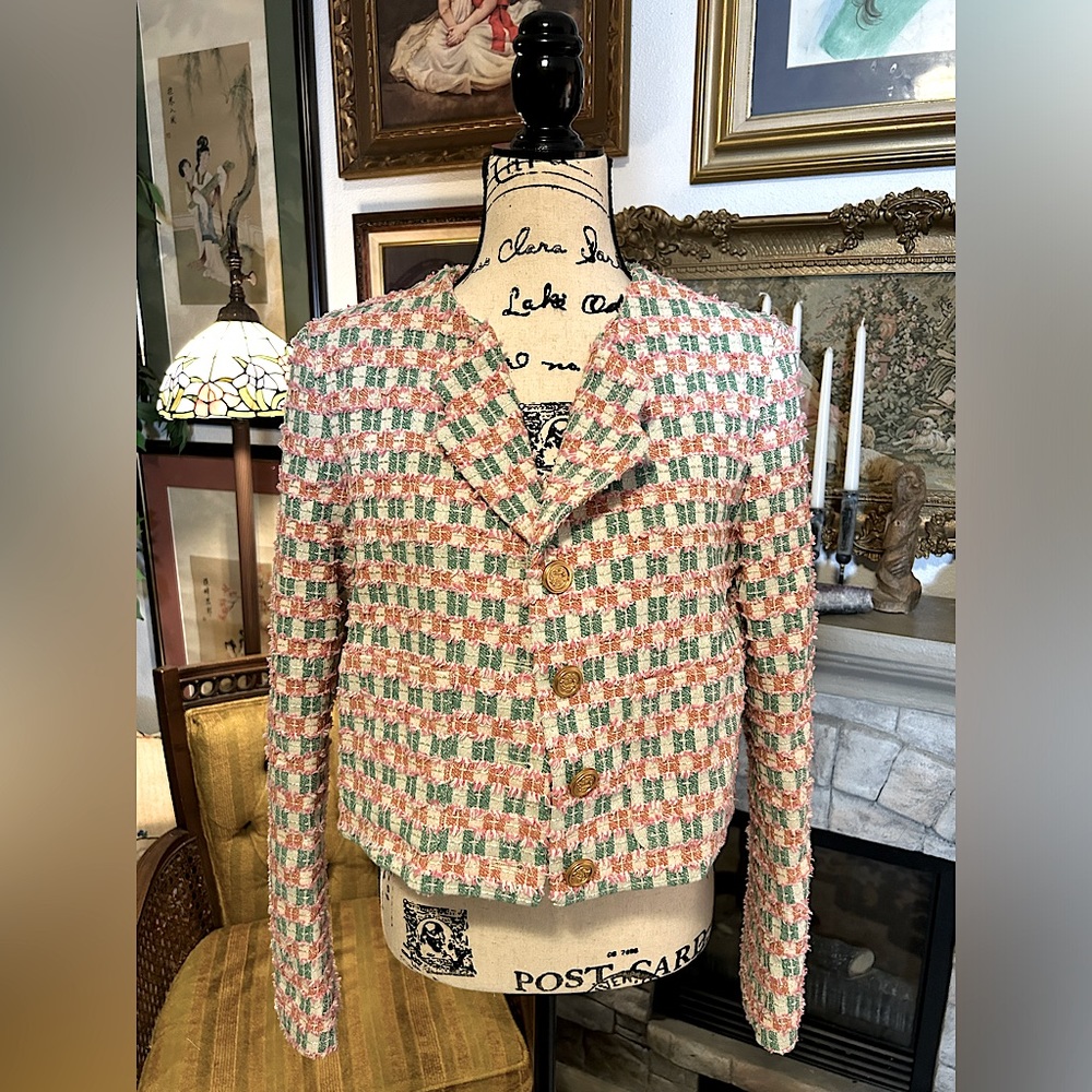 NWT Vcruan Studio Blazer Pink/Green/white womens large